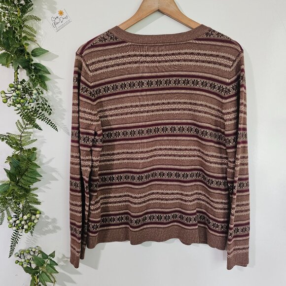 V-Neck Striped Sweater By Croft &‎ Barrow Mens Size L Unisex Grandpa Dad《881》R - Picture 6 of 7